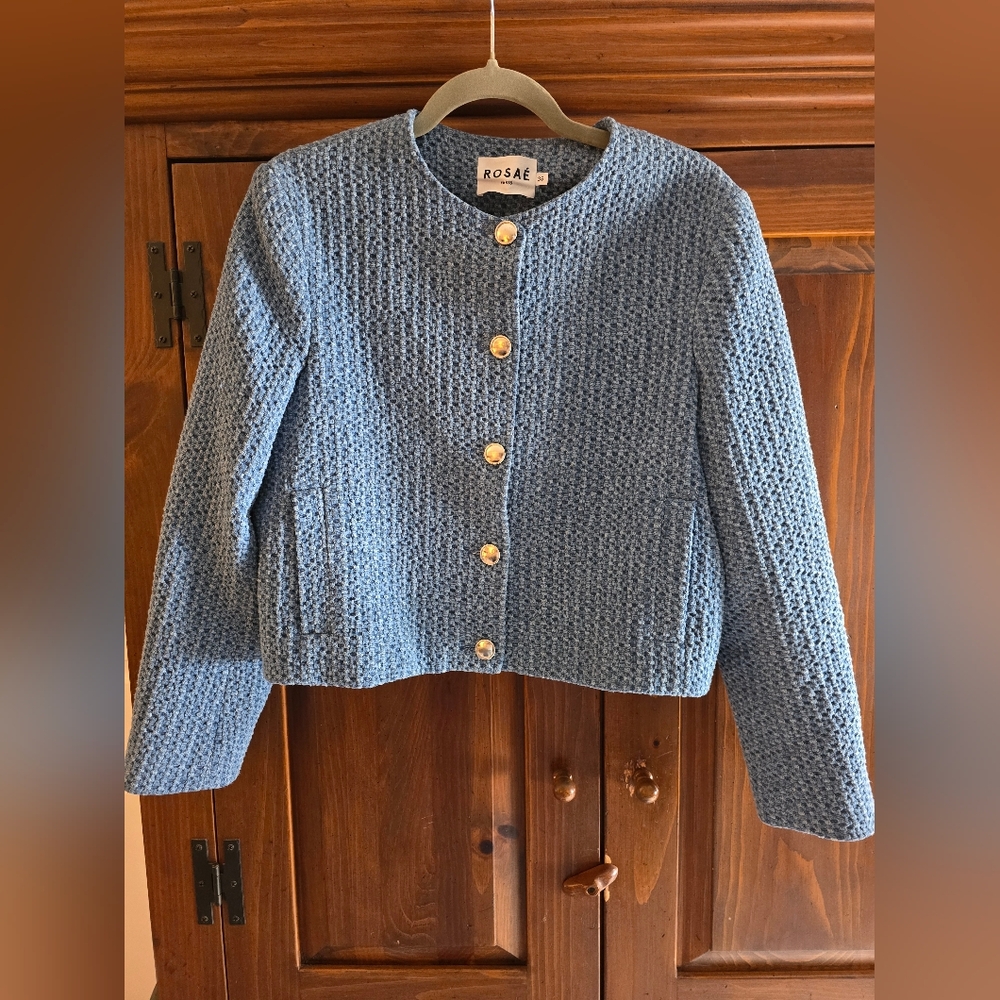 Rosaé Paris Blue Textured Women's Jacket Blazer